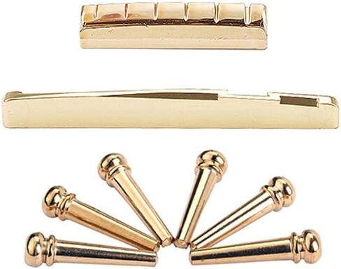Ogdni Acoustic Guitar Bridge Pins, Brass Guitar Bridge Saddle Nut Set for 6 String Guitar Replacement Parts in Saudi Arabia