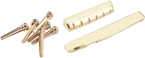 Ogdni Acoustic Guitar Bridge Pins, Brass Guitar Bridge Saddle Nut Set for 6 String Guitar Replacement Parts in Saudi Arabia