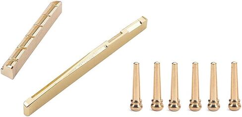 Ogdni Acoustic Guitar Bridge Pins, Brass Guitar Bridge Saddle Nut Set for 6 String Guitar Replacement Parts in Saudi Arabia