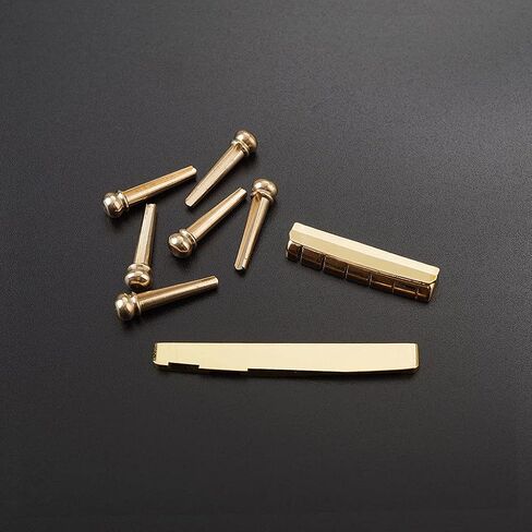 Ogdni Acoustic Guitar Bridge Pins, Brass Guitar Bridge Saddle Nut Set for 6 String Guitar Replacement Parts in Saudi Arabia