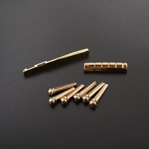 Ogdni Acoustic Guitar Bridge Pins, Brass Guitar Bridge Saddle Nut Set for 6 String Guitar Replacement Parts in Saudi Arabia