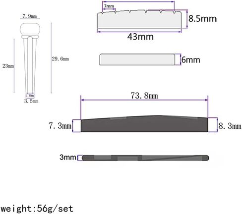 Ogdni Acoustic Guitar Bridge Pins, Brass Guitar Bridge Saddle Nut Set for 6 String Guitar Replacement Parts in Saudi Arabia