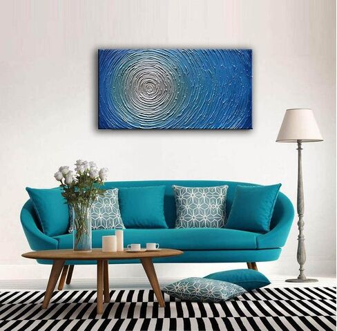 YaSheng Art - لوحات زيتية فنية تجريدية مقاس 24 × 48 بوصة على القماش السميك الفضي أعمال فنية تجريدية حديثة لديكور المنزل من القماش مقاس 24 × 48 بوصة in Saudi Arabia