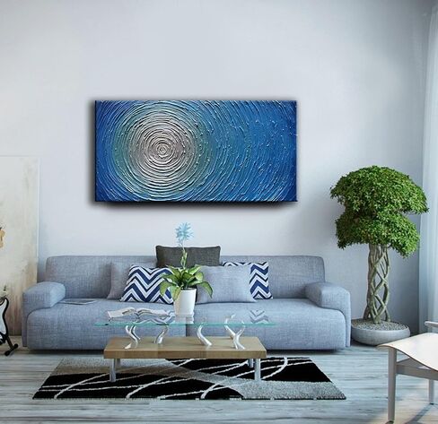 YaSheng Art - لوحات زيتية فنية تجريدية مقاس 24 × 48 بوصة على القماش السميك الفضي أعمال فنية تجريدية حديثة لديكور المنزل من القماش مقاس 24 × 48 بوصة in Saudi Arabia