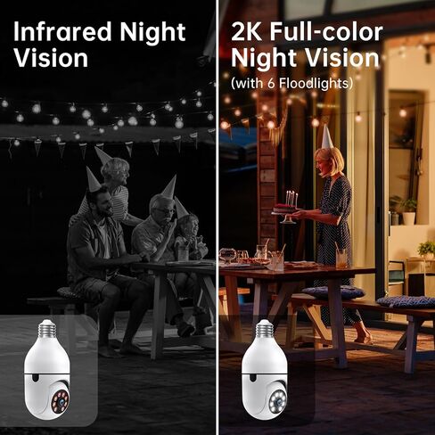 Potegrap Light Bulb Security Cameras Wireless Outdoor - 5G WiFi Bulb Cameras for Home Security Outside Indoor, Full-Color Night Vision, Siren Alarm, 24/7 Recording Bulb Camera Work with Alex (2 Pack) in Kuwait