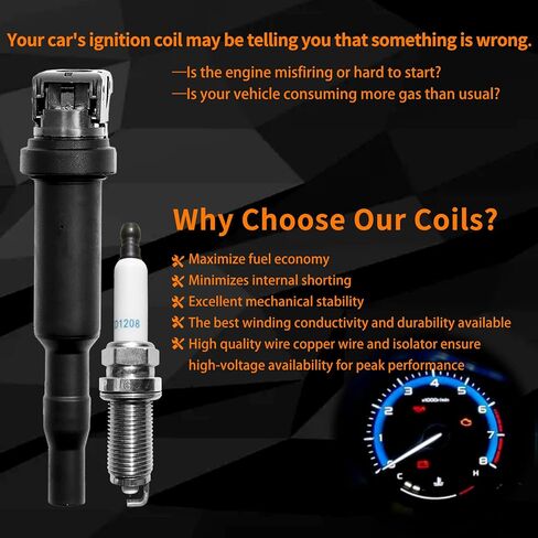 Ignition Coil & Spark Plugs Set of 6 Compatible with BMW 128i 328i 330i 528i 530i X3 X5 3.0L & More Replaces# 0221504470, UF592 in Saudi Arabia