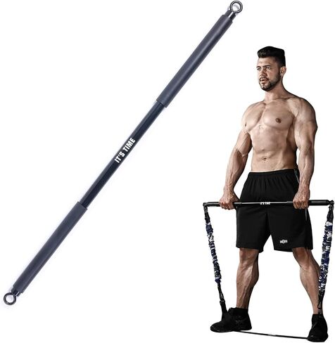 INNSTAR Home Gym Workout Bar 38 "أسود أقصى تحميل 800 رطل لأشرطة المقاومة لتدريب كامل الجسم وتمارين رفع الطاقة بار اللياقة البدنية (أسود-38 بوصة) in Saudi Arabia
