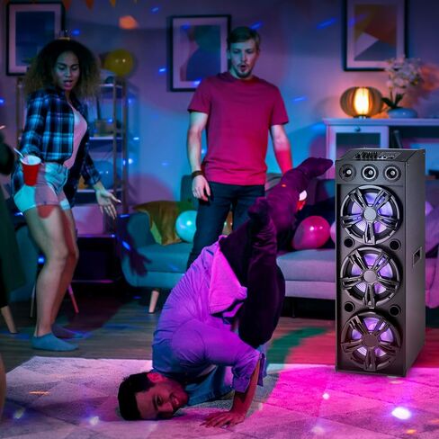 نظام مكبر صوت كاريوكي محمول بتقنية البلوتوث 3 × 12 بوصة، مكبر صوت كاريوكي بقدرة 2200 وات مع مصابيح LED، ومدخل ميكروفون USB Micro SD FM BT Aux للتحكم عن بعد، مع عجلات وشريط مقبض in Saudi Arabia