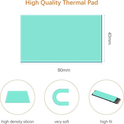 Silicone Thermal Pad 80x40x1.5mm for CPU GPU SSD Heatsink | High Thermal Conductivity; Non Conductive; Easy to Cut; CPU/GPU/SSD Compatible; Durable Silicone in Saudi Arabia