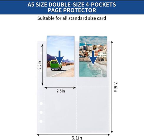 320 جيبًا لملف A5، أكمام JIQEZNL Premium 4 جيوب لبطاقات الجيب، جيوب مزدوجة الجانب مقاس 2.5x3.5 بوصة A5 لـ 6 حلقات، أكمام بلاستيكية صغيرة A5 لبطاقة التداول، بطاقة البيسبول، بطاقة الصور الفوتوغرافية in Kuwait