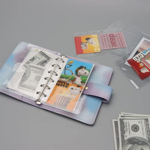 12 قطعة من جيوب المجلدات الصغيرة الشفافة ذات 3 فتحات من مادة PVC ذات الأوراق الفضفاضة A9، وأظرف الميزانية النقدية لحافظات أوراق دفتر الملاحظات المكونة من 3 حلقات لتنظيم فواتير بطاقات الصور (صغيرة، شفافة) in Kuwait