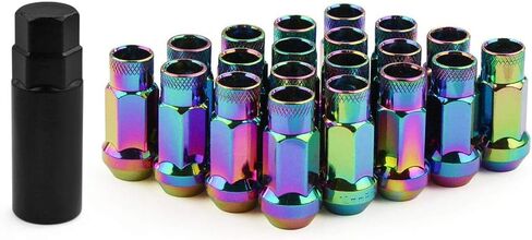 muge racing 20Pcs M12x1.25/1.5 Lug Nuts, Open End Wheel Racing Lug Nuts with One Nut Socket - Black in Saudi Arabia