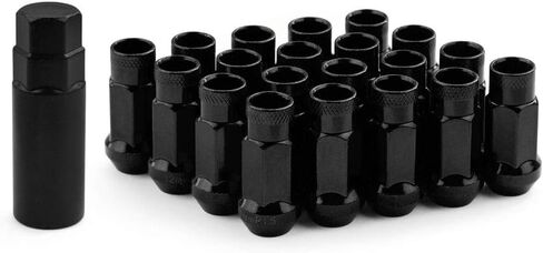 muge racing 20Pcs M12x1.25/1.5 Lug Nuts, Open End Wheel Racing Lug Nuts with One Nut Socket - Black in Saudi Arabia