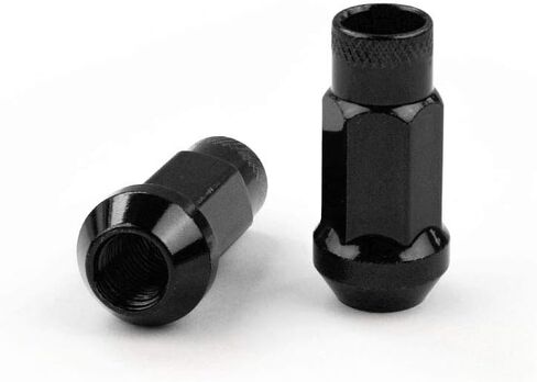 muge racing 20Pcs M12x1.25/1.5 Lug Nuts, Open End Wheel Racing Lug Nuts with One Nut Socket - Black in Saudi Arabia
