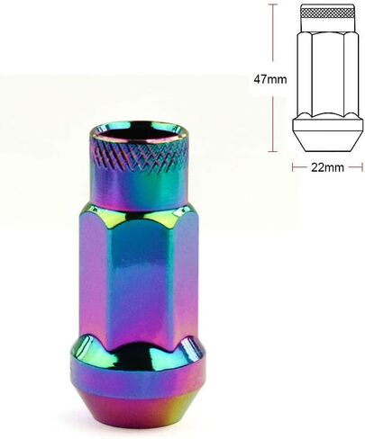 muge racing 20Pcs M12x1.25/1.5 Lug Nuts, Open End Wheel Racing Lug Nuts with One Nut Socket - Black in Saudi Arabia