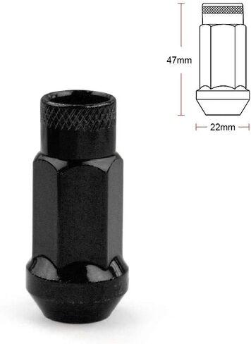 muge racing 20Pcs M12x1.25/1.5 Lug Nuts, Open End Wheel Racing Lug Nuts with One Nut Socket - Black in Saudi Arabia