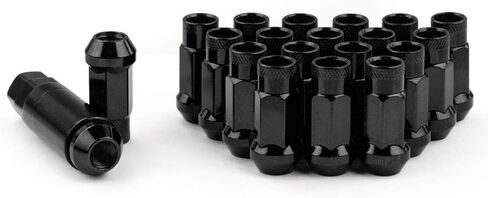 muge racing 20Pcs M12x1.25/1.5 Lug Nuts, Open End Wheel Racing Lug Nuts with One Nut Socket - Black in Saudi Arabia
