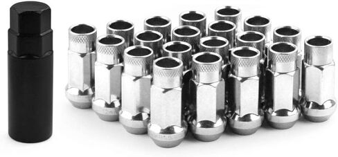 muge racing 20Pcs M12x1.25/1.5 Lug Nuts, Open End Wheel Racing Lug Nuts with One Nut Socket - Black in Saudi Arabia