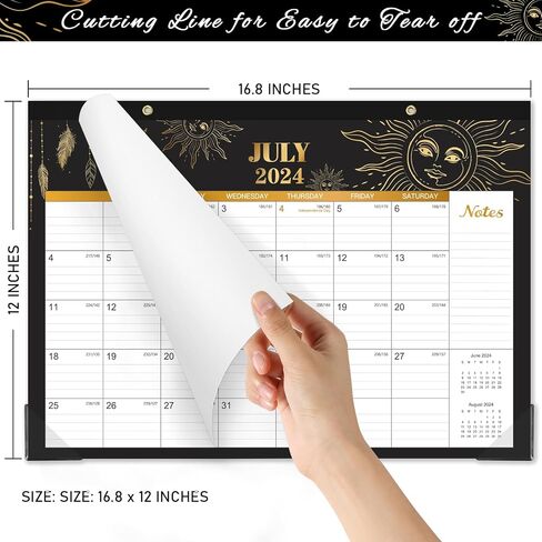 2024 Desk Calendar - 12 Monthly Desk/Wall Calendar 2-in-1,16.8" x 12", January 2024 - December 2024, Thick Paper with Corner Protectors, Large Ruled Blocks - The Sun in Saudi Arabia