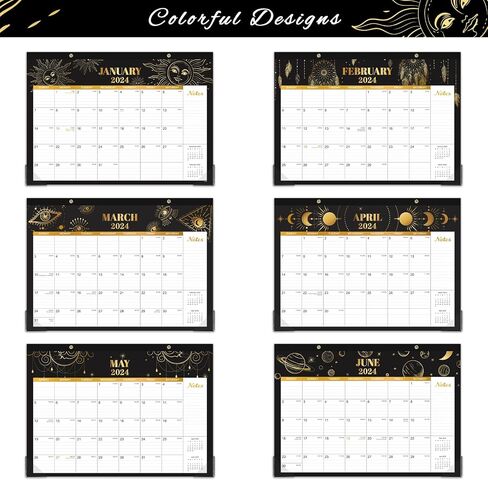 2024 Desk Calendar - 12 Monthly Desk/Wall Calendar 2-in-1,16.8" x 12", January 2024 - December 2024, Thick Paper with Corner Protectors, Large Ruled Blocks - The Sun in Saudi Arabia