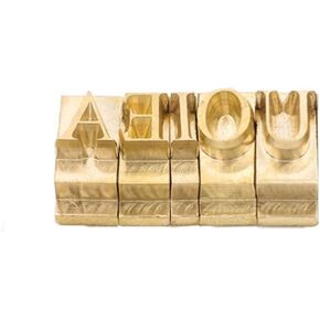 Copper Brass Stamping Flexible Alphabet Number Symbol Character Stamp Mold Die, Letter Holder, Positioning Plate DIY for Hot Foil Stamping Machine (Times New Roman Vowel)