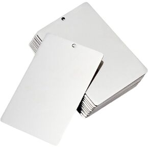 BENECREAT 12 Pcs 304 Stainless Steel Engraving Blanks, 3.4x2.1 Inch Rectangle Blank Tags with 4 Holes, Metal Stamping Blanks Pet Tags, Charms Making Kits for DIY Decoration Necklaces