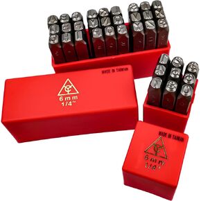 JAVIKA 36pc 1/4" 6mm Number & Uppercase Letter Stamps Set, Hammer Hand Punch Metal Punches Alphabet & Number Stamp for Soft Metal, Leather, Jewelry Hand Crafts Stamping (A-Z with &, 0-9) 085007+085017