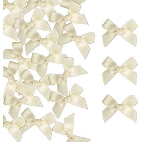 50 Pcs Grosgrain Ribbon Bows with Tape 2.5 Inch Self Adhesive Craft Bows Flowers Appliques DIY Craft for Sewing, Scrapbooking, Wedding, Gift,Christmas Decoration (Rose Gold)