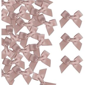 50 Pcs Grosgrain Ribbon Bows with Tape 2.5 Inch Self Adhesive Craft Bows Flowers Appliques DIY Craft for Sewing, Scrapbooking, Wedding, Gift,Christmas Decoration (Rose Gold)
