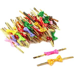 KUMGROT 50pcs Cute Bow Twist Tie Colorful Satin Ribbon Tie Twist for Lollipop Bags Cake Candy Cookie Bakery Bags