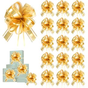 20 Pcs Gold Bows for Gifts Wrapping,8 Inches Matte Metallic Color Big Bow for Present,Large Pull Bows for Birthday Gift Wrapping Baskets Wedding,Flower Christmas Decorations