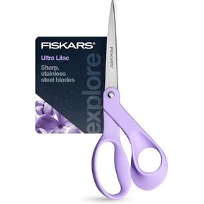 مقص Fiskars Ultra Lilac، مجموعة استكشاف التصميم، شفرات من الفولاذ المقاوم للصدأ عالية الجودة ومقابض مريحة للفنون والحرف اليدوية in Kuwait