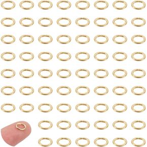 UNICRAFTALE 200Pcs Real 18K Gold Plated Open Jump Rings 5mm Stainless Steel Oval Jump Rings Golden Rings Metal Rings Connector Rings for DIY Bracelet Pendant Jewelry Making Repair