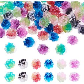 KISSITTY 60Pcs Flower Cabochons 6 Gradient Colors Rose Flower Flatback Charms 11x7mm Floral Decor Resin Cabochons Charms No Holes for Nail Art Jewelry Making Scrapbooking Embellishments DIY Craft