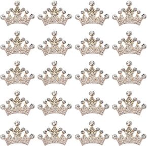 PATIKIL 20Pcs Crown Charms, 1.26" x 0.98" Mini Metal Rhinestone Crystal Crown Embellishments Bulk DIY Handmade Phone Case Clothes Decor Party, Silver Tone