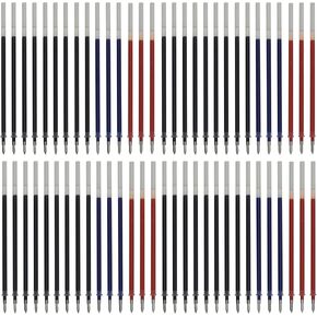 Maydahui 100 PCS Rollerball Gel Pen Refills 3 Colors Black Blue Red Metal Tip 0.7 mm Bullet 5 mm Aperture for School Party Office