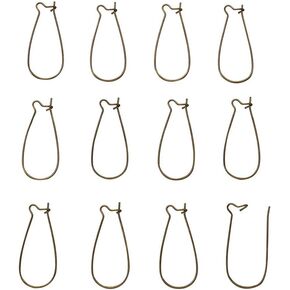 Pandahall 50-Piece Antique Bronze Hypoallergenic Hoop Earrings Components Kidney Ear Wires for Long Dangle Earrings 33mm/1.3inch