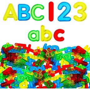 134 Pcs Transparent Letters and Numbers Include Uppercase Letters Lowercase Letters and Numbers Colorful Plastic Letters and Numbers for Kids Counting and Spelling, Ages 3+