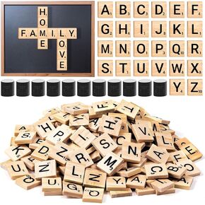 150 PCS Wood Magnetic Letter, Wooden Letter Magnets for Fridge Refrigerator Wall, Alphabet Tile Letters Magnetics for Fun Learning Decorative Game Board