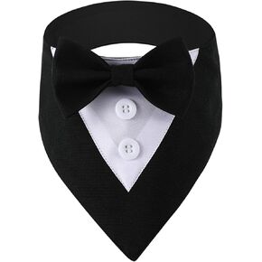 Formal Dog Tuxedo, Wedding Pet Bandana Birthday Dog Tux Costume Puppy Outfit Adjustable Collar with Bowtie, Dog Clothes for Small Medium Dogs Cats, Dog Wedding Attire Party Clothing Apparel (Medium)