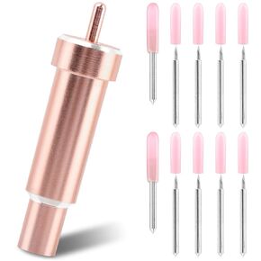 10 Pcs Premium Fine Point Blade, 1 Housing & 10 Blades, Compatible with Explore Air 2/Air/One/Maker 3 / Maker, for Cuts Glitter Vinyl, Cardstock, Faux Leather, Adhesive Foil