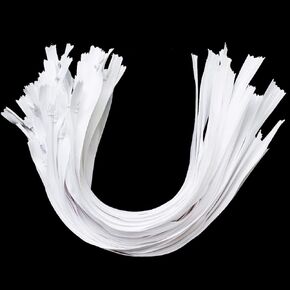 Gnognauq 25Pcs 16 inches White Invisible Zippers Bulk for Garments and Pillow Cases, for Tailor Sewer Sewing Craft