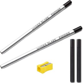 Chester's Clay - Black Underglaze Pencil - Pottery Glaze for Ceramic Bisque, Greenware and Bone Dry Pieces - Sharpens to a Fine Point - Complete with Waterproof Case and Sharpener (2 Pack)