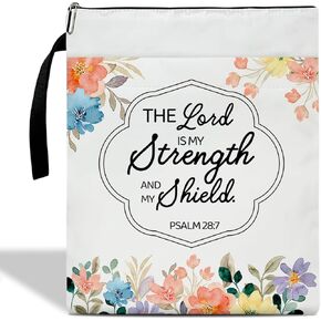 Christian Book Sleeve, Book Sleeve with Zipper, Bible Verse Floral Book Pouch Book Cover Kindle Protector Sleeve, Book Sleeve for Book Lovers Gifts for Women Mom Wife Librarian Bookworm Bookish /25