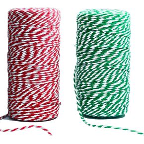 2 Roll Christmas Twine Cotton String Rope Cord,Christmas Baker Twine for Gift Wrapping, Arts Crafts, 656 Feet