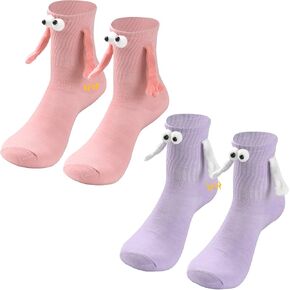 White Elephant Gifts for Adults, 2 Pairs Funny Hand Holding Socks, Gag Gifts Christmas Stocking Stuffers for Women Mom Girls Sister Teens Her Novelty Prank