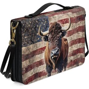 Retro Flower Hummingbird Print Bible Cover Case with Shoulder Strap Faux Leather Book Carrying Case for Women Men Church Bible Bag Scripture Protector Book Organizer Holder, XL