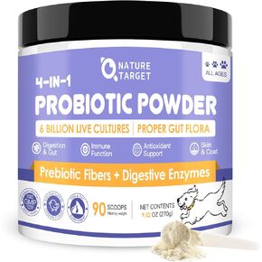 Probiotics for Dogs - Dog Probiotics, Plus Prebiotic, Digestive Enzymes, Fiber, Gut Health, Immune, Digestive Support, 6 Billion CFU Dog Probiotic Powder, 90 Scoops, Relieve Diarrhea, Loose Stool