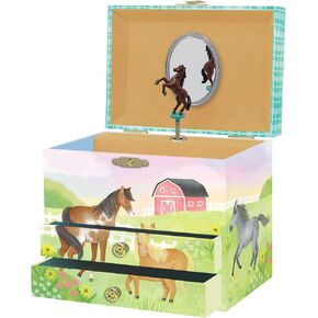 صندوق مجوهرات الجنية الموسيقية من Giggle & Honey للفتيات - صندوق موسيقى للأطفال مع جنية دوارة ومرآة، هدايا عيد ميلاد الأميرة للفتيات الصغيرات، صناديق مجوهرات للأطفال للأعمار من 3 إلى 10 سنوات - 6.8 × 5.3 × 6 بوصات in Kuwait