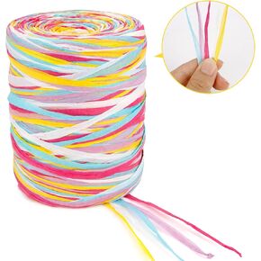 100 Yards Raffia Ribbon Twine for Crafts, 1/4 Inch Width Raffia Paper Yarn for Christmas Gift Wrapping, Ribbon for Flower Bouquet, Twine Ribbon for Crochet Weaving Supplies, DIY Arts, Raffia Yarn